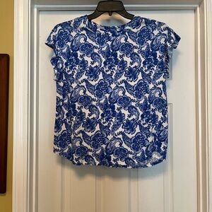Crown & Ivy Blue and White Floral Blouse